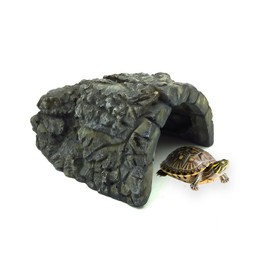 Reptile & Amphibian Habitat Hideouts, Resin Reptile Hides and Caves, Habitat Décor for Aquariums & Terrariums, Suits for Small Turtle, Gecko, Leopard, Lizards, Toad, Snakes and Fish (Grey, A-Medium)