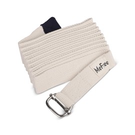 MeFree Organic Cotton Workouts Unisex Yoga Straps Belt - Exercise & Fitness for Stretching all Asanas - Strong Strap with Metal Sliding Bar Buckle - 6-ft