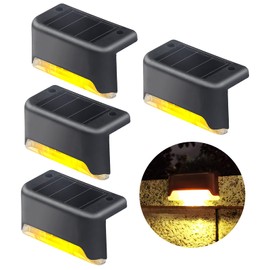 jindaaudio Solar Deck Lights, 4 Pack Warm White Outdoor Waterproof Solar Lights Around Pool, Solar Lights for Outdoor Stairs, Steps, Fences, Railings, Courtyards and Terraces.