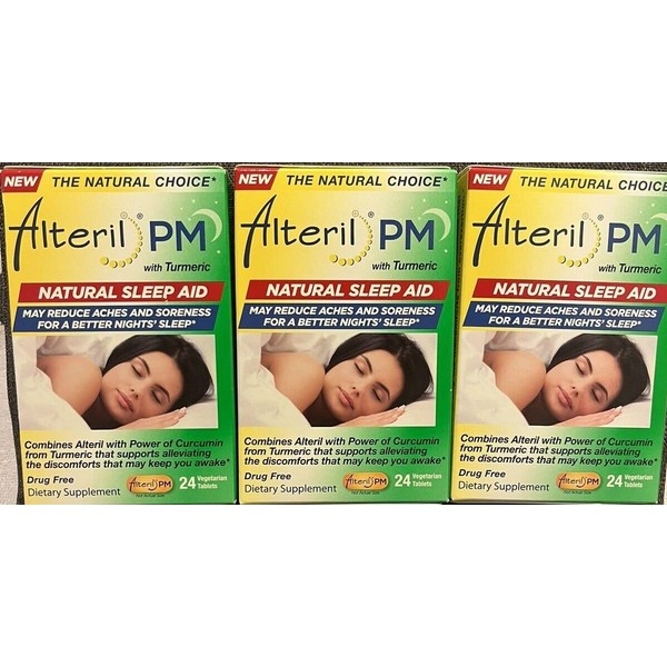 Alteril PM 3-Pack - Alteril PM with Turmeric Natural Sleep Aid – Alleviates Aches and Soreness That May Keep You Awake!
