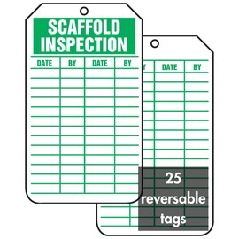 Accuform Signs TRS317CTP Scaffold Status Tag, Legend"SCAFFOLD INSPECTION", 5.75" Length x 3.25" Width x 0.010" Thickness, PF-Cardstock, Green on White (Pack of 25)