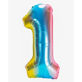 Party Kawaii 32 inch Giant Number Helium Foil Birthday Party Balloons Rainbow Gradient Color (Rainbow Gradient Number 1)