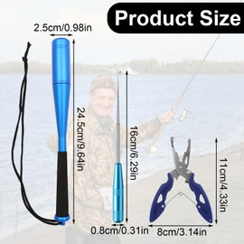 3 Sets Fishing Fish Killer 24.5 cm Aluminium Fish Blackjack Fish Narcotic with Fishing Pliers Fishing Hook Remover Fish Nafiters Fishing Accessories for Beginners Outdoor Carp Trout Fishing