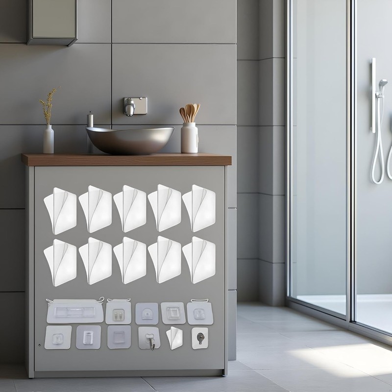 Jowxsx 10Pcs Transparent Wall Mounted Replacement Sticky Pads Shower Caddies