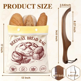 NEOACT Removable Beeswax Bread Bag with Bread Knife for Sourdough Bread