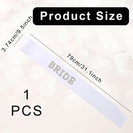 iwiio Bride to Be Sash - 79 x 9.5cm White Polyester Hen Party Sashes, Hen Night Bachelorette Parties Accessory, Wedding Bridal Shower Party Decorations