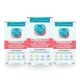 Health & Her Multivitamin Supplement for Women Taking Hormonal Contraception - Nutrition Support for Women & Teen Girls on The Pill - 3 Month Supply, 180 Tablets - Vegetarian & Gluten Free