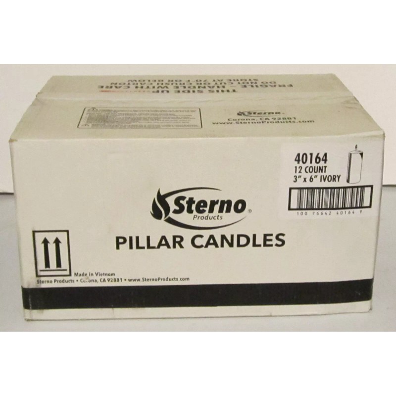 Sterno Ivory Pillar Candles 3x6 Inch - Unscented Pillar Candles