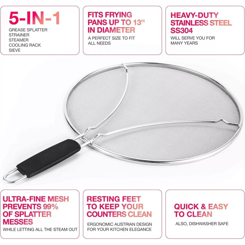 Mueller Austria Large Stainless Steel Splatter Screen for Frying Pan