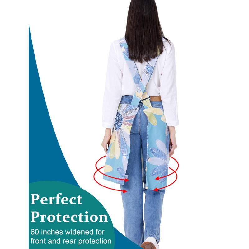 OCXMME OCXXMME Adjustable Easeful Cross Back Aprons for Women Floral