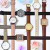 Anbeer 18mm Flat Thin Elegant Genuine Leather Watch Strap,Quick Release