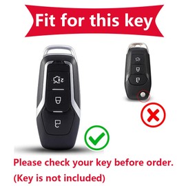 KUNIO Leather Key Case Suitable for Ford Focus Mondeo MK5 S-max Kuga Puma Fiesta Escort Explorer Protective Key Case Key Case Key Fob Keyless 3 Buttons, black