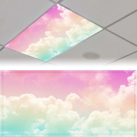 Dujupu 2 Pcs Fluorescent Light Cover for Classroom - Cloud Magnetic Fluorescent Light Covers for Office Classroom Home Drop Ceiling, 4 X 2 Feet