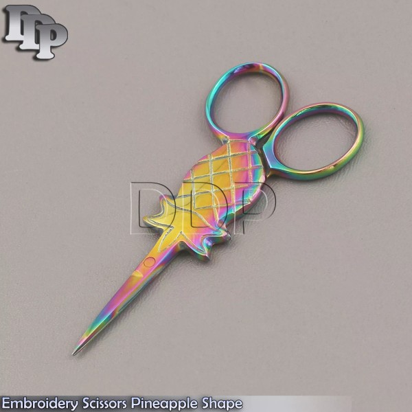 DDP Multi Titanium Color Sewing Embroidery Scissors 3.5" Pineapple Shape