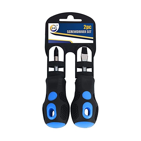 DID Gripped Stubby Phillips & Slotted Screwdriver Set 2PC