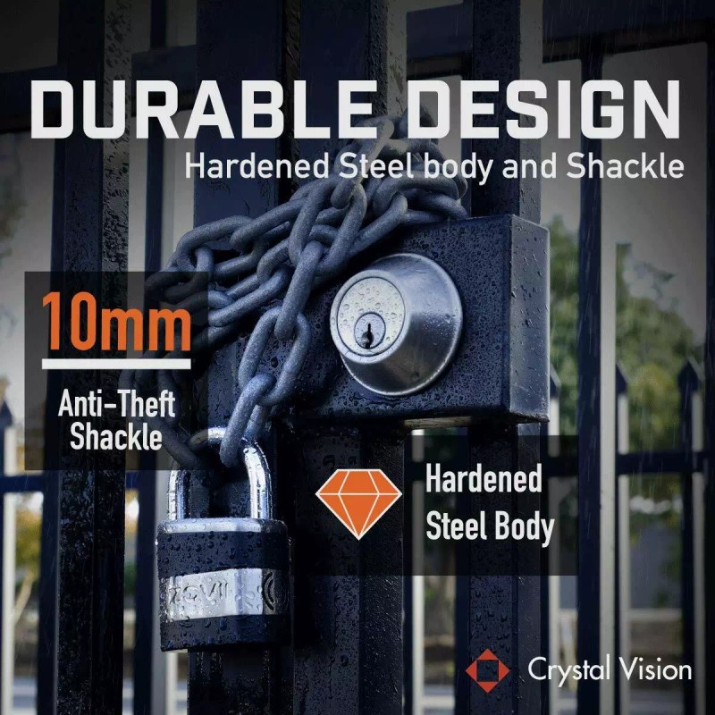 Crystal Vision Weather Proof Anti Theft Loud 130db Hardened Steel