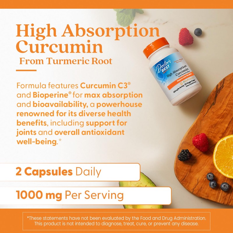 Doctor's Best Turmeric Curcumin Supplement 1000mg for Men & Women