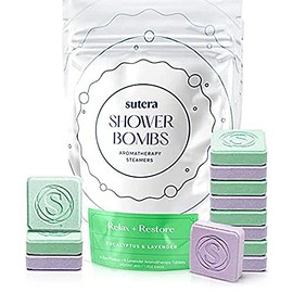 SUTERA 12 Pack Natural Shower Steamers for Women and Men - Gift of Slow Dissolving Shower Bombs for Shower Brings Real Aromatherapy Spa Experience by Premium Essential Oils (Relax and Restore Set)