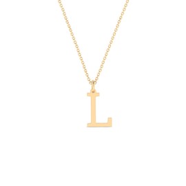 GELIN Letter Necklace in 14K Solid Gold | 14k Gold Small Initial Necklace for Women | Alphabet Jewelry, A-Z All Letters, 18" (L)
