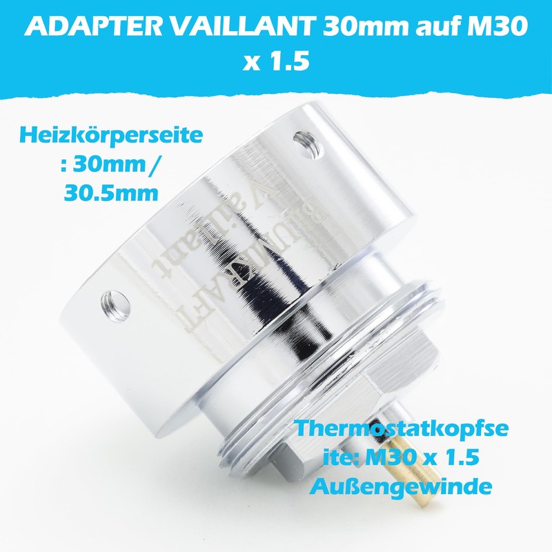 BLUMKRAFT Vaillant Compatible Radiator Adapter 30mm to M30x1.5 for Thermostatic