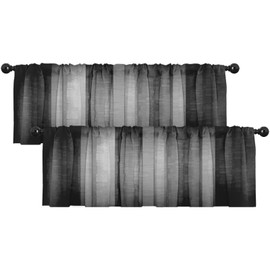 Emvency 2 Pack Dark Grey Valances Window Treatments, Gray Striped Abstract Blackout Drapes Adjustable Curtain for Windows Living Room Kitchen Over Sink, 18x52 Inch Rod Pocket Valances