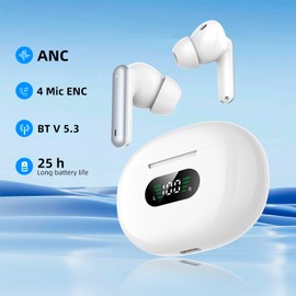 Zern Audifonos Inalambricos,Audífonos Inalámbricos, audífonos Bluetooth con 4 ENC Micrófono con cancelación de Ruido Indicador LED, Auriculares Inalámbricos Deep Bass Wireless Earbuds 22Hd