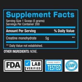 Creatina Monohidrato BPI 1kg en Polvo Sin Sabor Libre de Gluten Deportiva