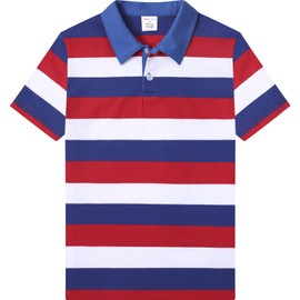 COSLAND Boy Red White and Blue Shirt Kids American Flag Costume, Red White & Blue, S