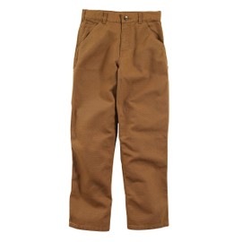 Carhartt Boys' Washed Dungaree Pants (Lined and Unlined), Carhartt Brown, 12