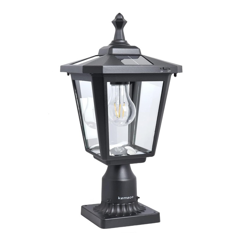 Kemeco Solar Post Light Outdoor ST4319Q Cast Aluminum Filament LED