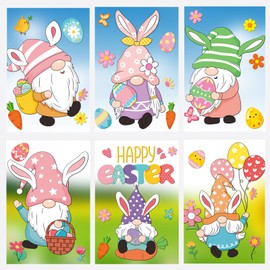 LanttAotte Large Easter Gnome Window Clings, Removable Spring Window Stickers Double Sided Wall Decals for Home Classroom Office Glass Windows Decorations