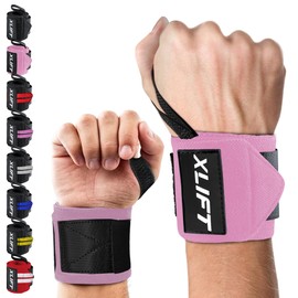 XLIFT 2 x Gym Wrist Wraps, Crossfit Wrist Wraps, Gym Accessories, Wrist Brace for Weightlifting, Wrist Wraps, Sports Bracelets for Men and Women (Pink)