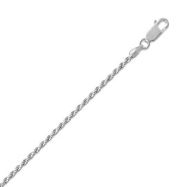 JewelryWeb 16 Inch Rhodium Plated Rope Chain Necklace 1.5mm Wide With Lobster Clasp Chain-Necklace for Women and Men