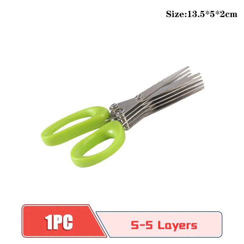 5-Layer Kitchen Scissors for Herb Prep – Multi-Blade Cutter for