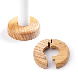 Wooden Radiator Pipe Collars | Radiator Cover Oak for 15mm Pipes | Pack of 2 Easy Split Pipe Collars | Wood Pipe Cover to Hide Radiator Pipes Base