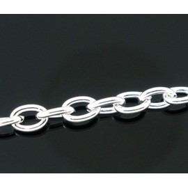 2 Metres Silver Plated Links Open 5mm x 3.5mm Cable Chain for Jewellery Crafts, Card Making, Decoration