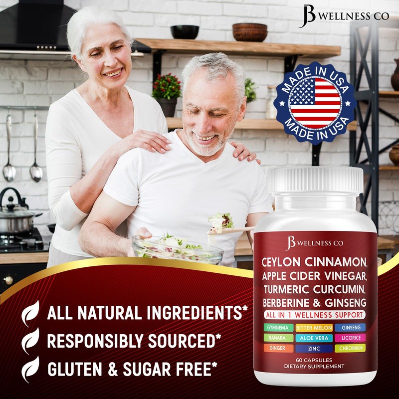 Ceylon Cinnamon, Turmeric, ACV, Ginseng, Aloe Vera, Berberine Plus Banaba,