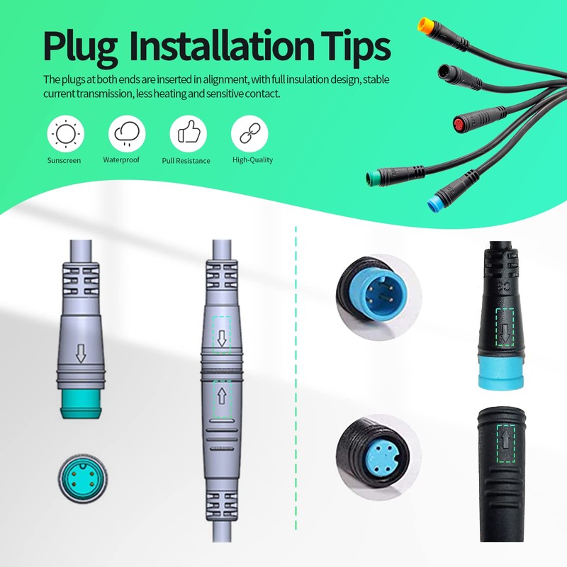 Ebike Extension Cable 2/3/4/5/6 Pin Waterproof Plug Female to Male