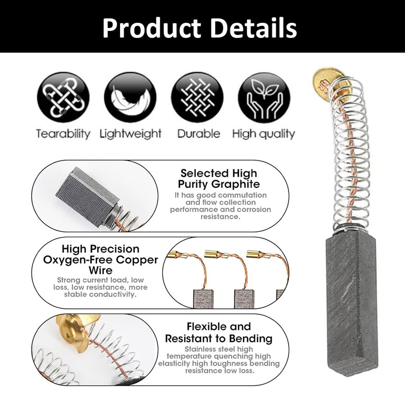 KEQAR 4 Carbon Brushes for Motor Replacement Parts Power Tools