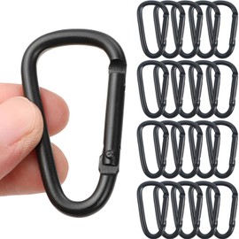 fogman Carabiner for Camping, Stylish, Rustproof, Durable, Aluminum, Black, Set of 20