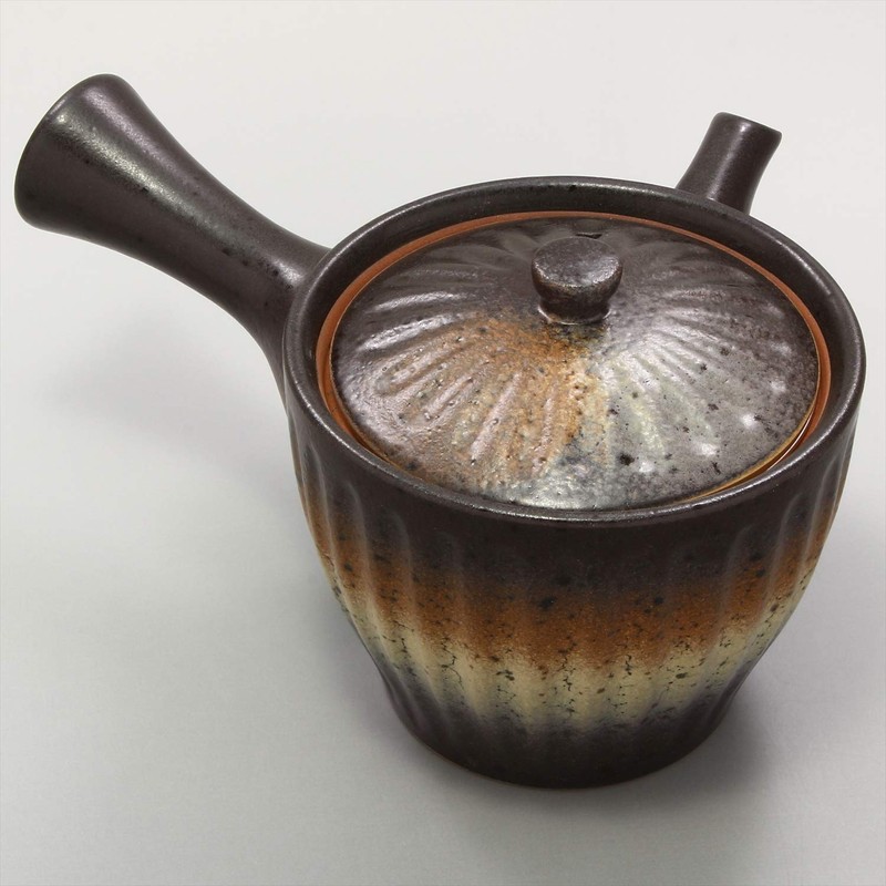 Ichikyu 585-18 Mino Ware Teapot, Bizen-style Sori Shape, Made in