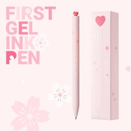 Kaco FIRST - Bolígrafos de gel de papelería bonitos, juego de 2 piezas con forma de corazón, con 4 recambios negros extra (2 rosados)