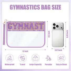 BuyCard Gymnastics Gifts Cosmetic Makeup Bag with Chenille Letter Patch, Clear Pouch PVC Organizer Purse, Waterproof Travel Bag, Portable Toiletry Storage Bag for Her Girls Friends Women