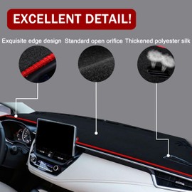 SENSHINE for Toyota Corolla Accessories 2019-2022 2023 2024 Dashboard Cover Center Console Cover Dash Mat Carpet Protector Sunshield Cover Custom Fit, Red Trim