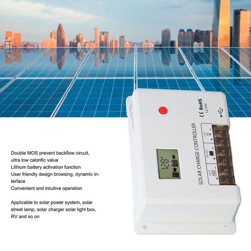 PWM Solar Charge Controller Regulator LCD Display for Lithium Sealed