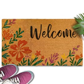 MAINEVENT Welcome Door Mat Flower 30x17 Inch, Spring Door Mats for Front Door, Door Mats Outside Spring, Summer Welcome Mats Outdoor, Spring Door Mat Outdoor, Welcome Mats Outdoor Fall Front Mat