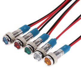 YFFSFDC 6mm DC 12-24V LED Waterproof Indicator Light Pilot Light Signal Indicator (Set of 5 Colors)