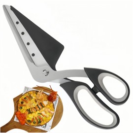 HJYDGJ Pizza Scissors Food Grade Sharp Multifunctional Kitchen Scissors Can be Disassembled Stainless Steel Pizza Cutter Soft Grip Pizza Cutter with Shovel - 27 CM/10.63 inch Black