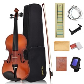 INEFFA Violin 4/4 for Beginners & Adult with Hard Case, Violin Bow, Bridge, Rosin, Shoulder Rest, Stickers, Tuner, Instruction, Handcraft with Maple, Spruce (4/4)