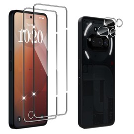 Hengnewro For Nothing Phone 3A for Tempered Glass, 2 Pieces Tempered Glass with 2 Pieces Camera Protection, 9H Hardness Tempered Glass Anti-Scratch HD Glass Film